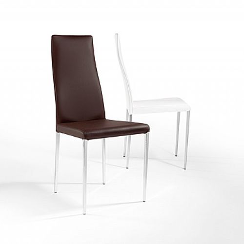 Silla contemporánea - RIO - Julia - de interior / de cuero / con base de acero cromado