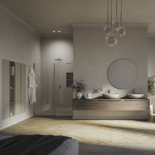 Mueble de lavabo suspendido - TESTADURA GRAFFIATO - Inda - de madera / contemporáneo / sin puerta