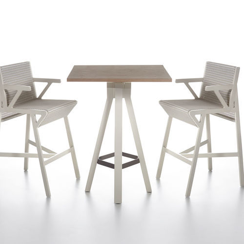 Mesa alta contemporánea - VIEQUES - KETTAL - de teca / de aluminio / de vidrio templado