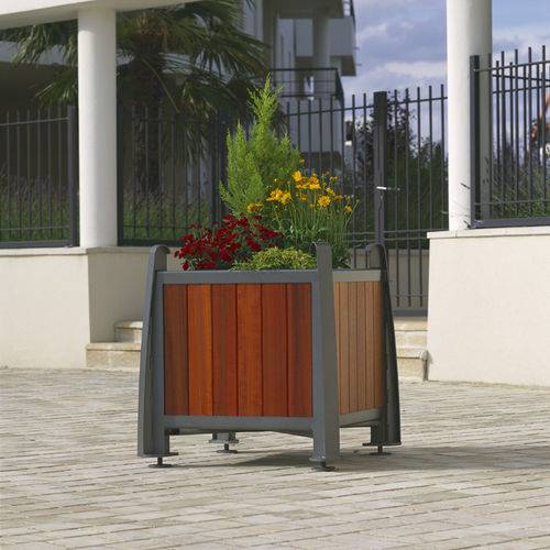 Jardinera de madera exótica - DELTA - Concept Urbain - de contrachapado / de polietileno / de acero galvanizado