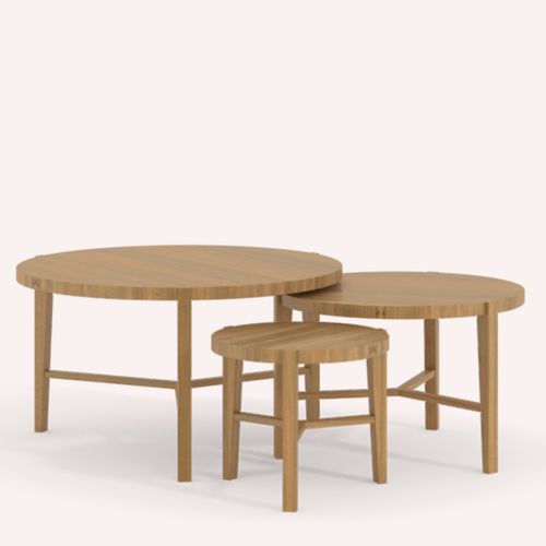 Mesa nido contemporánea - XANTHIPPI  - COCO-MAT - de roble / redonda / para uso residencial