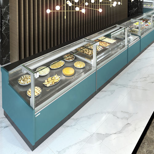 Vitrina refrigerada mostrador - AM&Aacute;LIA DELUXE - MAFIROL - para comercio / de acero inoxidable / con puerta corredera