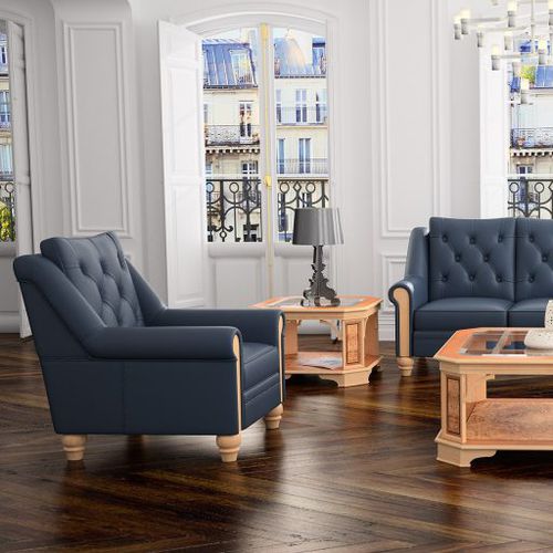 Sillón clásico - CAPITONÉ - Ofifran - de cuero / de tejido / de madera