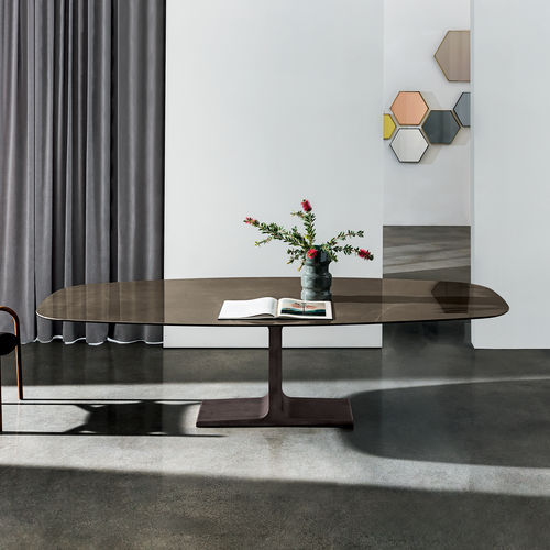 Mesa de comedor contemporánea - Palace shaped - Sovet Italia - de madera / de vidrio lacado / de vidrio deslustrado