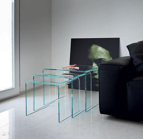 Mesa nido contemporánea - BRIDGE TRIX - Sovet Italia - de vidrio curvado / de vidrio ahumado / de vidrio lacado
