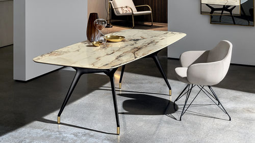 Mesa de comedor contemporánea - Arkos shaped 01 - Sovet Italia - de roble / de nogal / de vidrio