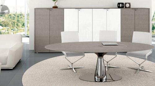 Mesa de reuniones contemporánea - METAR - Bralco - de madera / redonda / ovalada