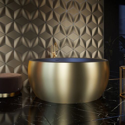 Bañera redonda - AURA YELLOW GOLD-BLACK - Aquatica Marmite SP. Z.o.o - independiente / para vivienda / de mineral compuesto