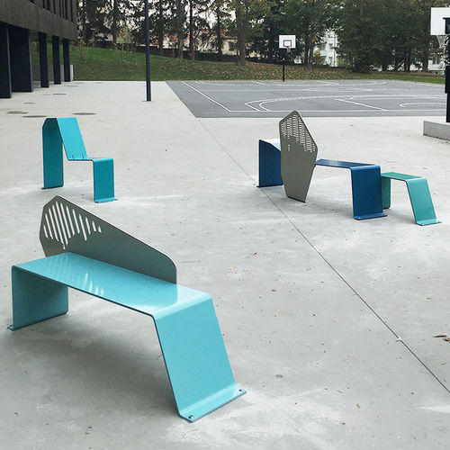 Banco público contemporáneo - Astrée - TF URBAN - de acero pintado / con respaldo / sin reposabrazos