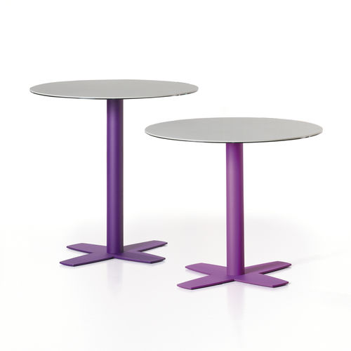 Mesa contemporánea - CROIX - MOBLIBERICA - de cerámica / con base metálica / redonda