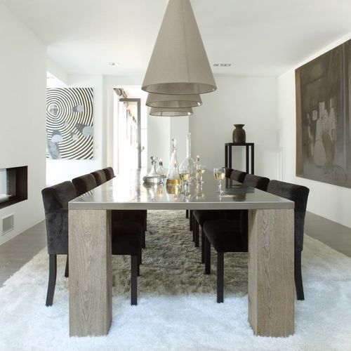 Mesa de comedor contemporánea - Equinox - PH Collection - de madera / de acero inoxidable / con base de roble