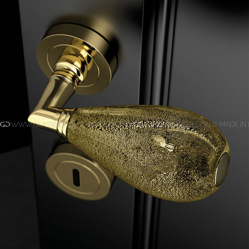 Tirador de puerta - Goccia Black/Gold - GLASS DESIGN Srl - de latón / de cristal de Murano / de estilo