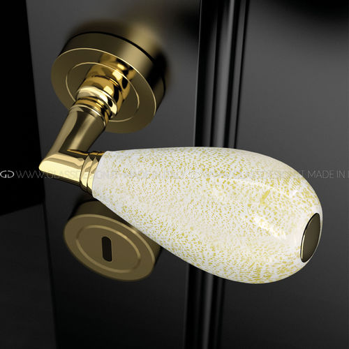 Tirador de puerta - Goccia White/Gold - GLASS DESIGN Srl - de latón / de cristal de Murano / de estilo