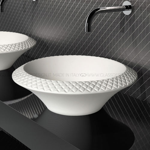 Lavabo sobre mueble - Konka - GLASS DESIGN Srl - de VetroFreddo® / redondo / sin orificio