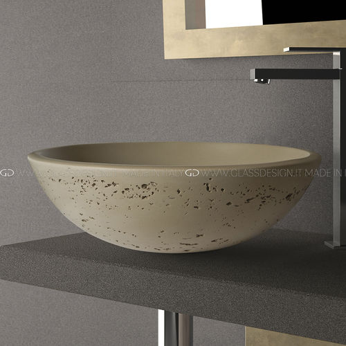 Lavabo sobre mueble - Circus 43 Travertino - GLASS DESIGN Srl - de VetroFreddo® / redondo / sin orificio