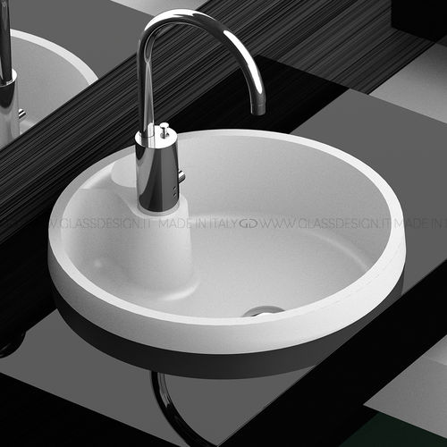 Lavabo encastrable - Naxos FL - GLASS DESIGN Srl - de VetroFreddo® / redondo / con 1 orificio