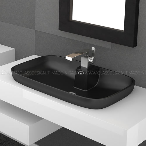 Lavabo semiencastrado - Volcano FL - GLASS DESIGN Srl - de VetroFreddo® / rectangular / con 1 orificio