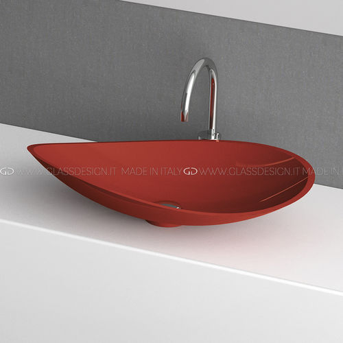 Lavabo sobre mueble - Infinity Colour - GLASS DESIGN Srl - de Pert® / ovalado / sin orificio