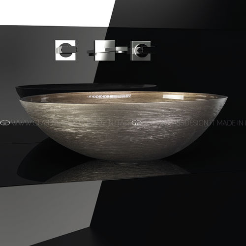 Lavabo sobre mueble - Metropole Flou - GLASS DESIGN Srl - de vidrio / ovalado / sin orificio