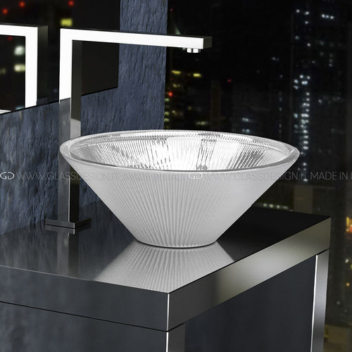 Lavabo sobre mueble - Tekno Materic - GLASS DESIGN Srl - de vidrio / cónico / sin orificio