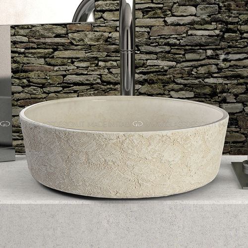 Lavabo sobre mueble - Luna Katino - GLASS DESIGN Srl - de hormigón / de cristal / con espejo ajustable