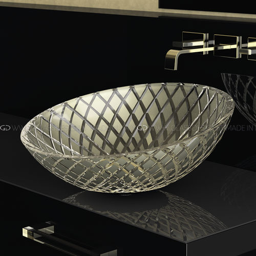 Lavabo sobre mueble - XENI - GLASS DESIGN Srl - de vidrio / con espejo ajustable / redondo