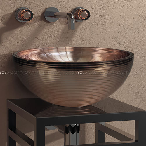 Lavabo sobre mueble - ROSE / ROSE LUX - GLASS DESIGN Srl - de vidrio / redondo / sin orificio