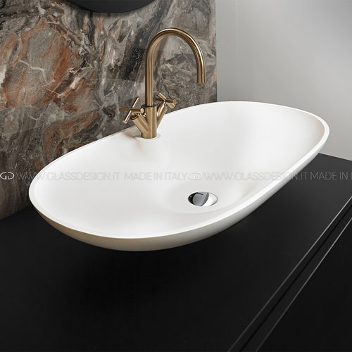 Lavabo sobre mueble - Ala 80/100 - GLASS DESIGN Srl - de VetroFreddo® / ovalado / sin orificio