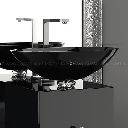 Lavabo sobre mueble - Collier - GLASS DESIGN Srl - de cristal / brillante / con espejo ajustable