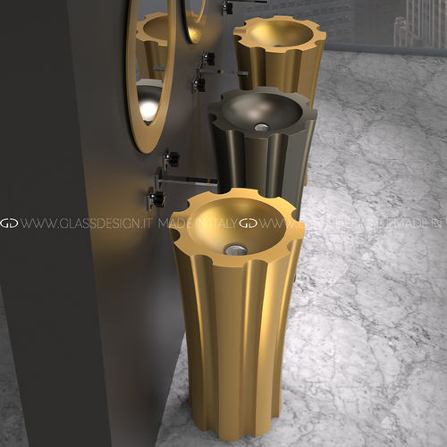 Lavabo con base - Kolonna - GLASS DESIGN Srl - de VetroFreddo® / sin orificio / sin rebosadero