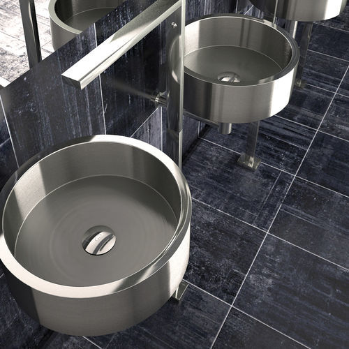 Lavabo sobre mueble - DE COSTE - GLASS DESIGN Srl - de acero inoxidable / redondo / sin orificio