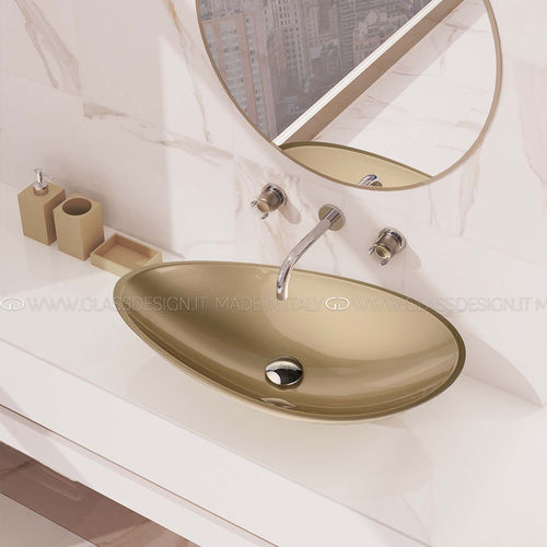 Lavabo sobre mueble - Infinity Starlight - GLASS DESIGN Srl - de Pert® / ovalado / sin orificio