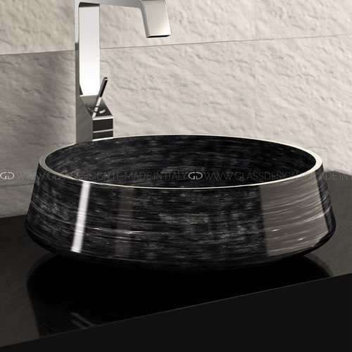 Lavabo sobre mueble - Exté / Exté Lux - GLASS DESIGN Srl - de aluminio / redondo / sin orificio