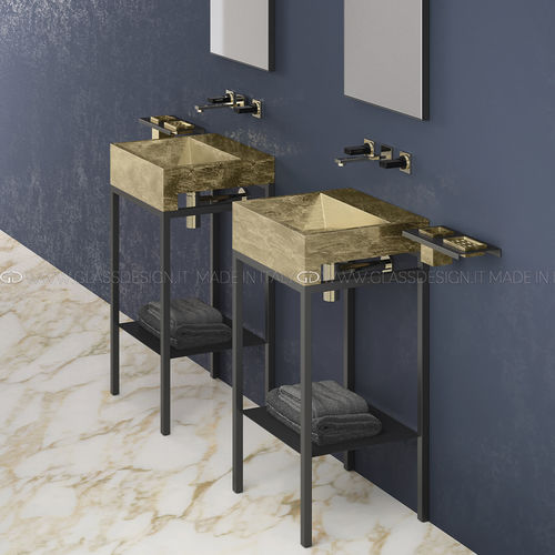 Mueble de lavabo de pie - ELLE PLUS - GLASS DESIGN Srl - de metal / de VetroFreddo® / contemporáneo