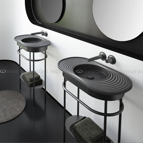 Mueble de lavabo de pie - Lap Plus - GLASS DESIGN Srl - de acero inoxidable / contemporáneo / sin puerta