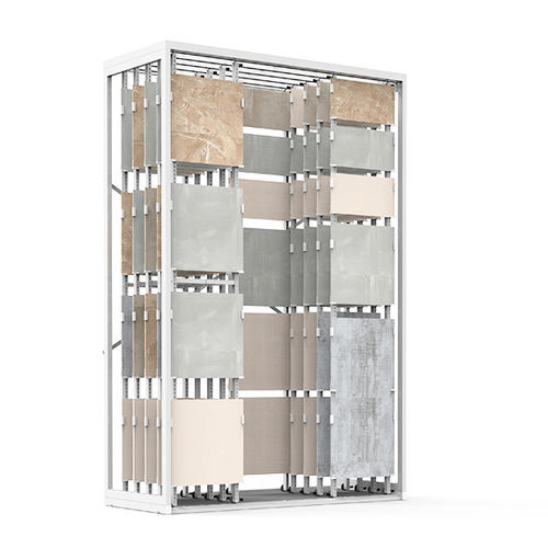 Expositor de azulejos de metal - BL013A - BORA CELIK - a una cara / con paneles deslizantes / para comercio