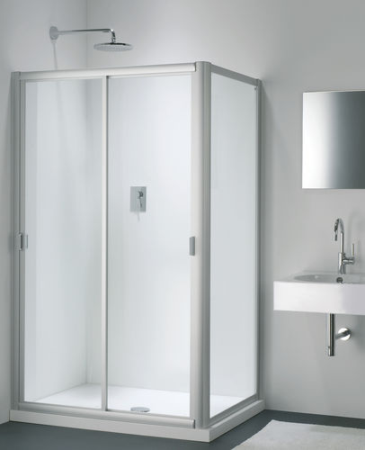Cabina de ducha de vidrio - NC + WC - PROVEX - de aluminio / con puerta corredera / plegable
