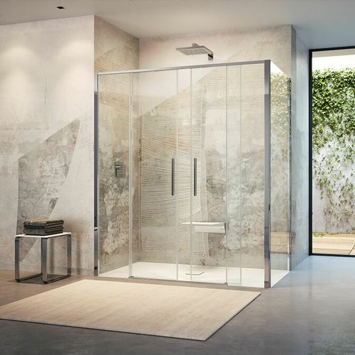 Cabina de ducha de vidrio - TI + TW-1 - PROVEX - de aluminio / con puertas corredizas / de esquina