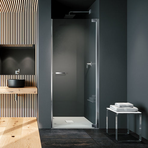 Cabina de ducha de vidrio - EN - PROVEX - de aluminio / con puerta abatible / de esquina