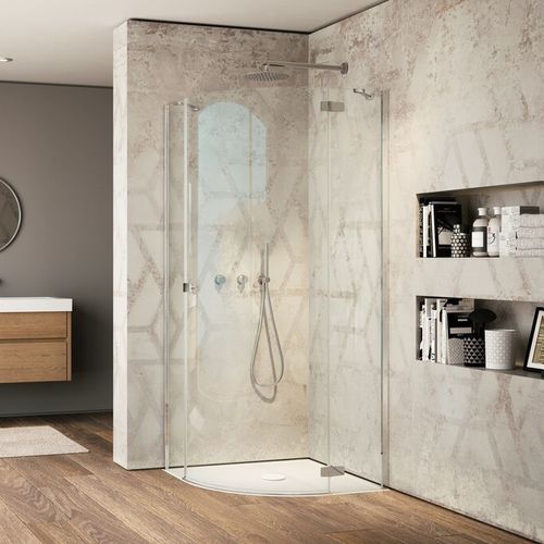 Cabina de ducha de vidrio - CS - PROVEX - de aluminio / con puerta abatible / de esquina
