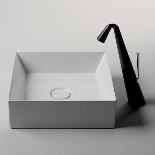 Lavabo sobre mueble - TRACK H12 - VALDAMA - de cerámica / cuadrado / contemporáneo