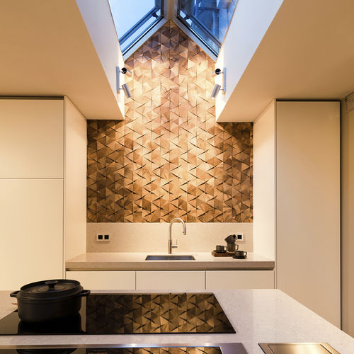 Panel decorativo de pared - Blades Walnut - WONDERWALL STUDIOS - para interiores / de revestimiento / de nogal