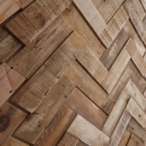 Plaqueta de fachaleta de interior - Herringbone Salvaged Pine - WONDERWALL STUDIOS - de madera / para pegar / para soporte nuevo