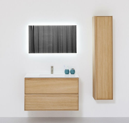 Mueble de lavabo suspendido - CARRE - BALTECO AS - de roble / MDF / de mineral compuesto