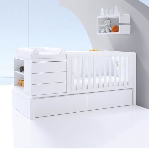 Cama para bebé extensible - Premium Kurve - ALONDRA - individual / contemporánea / con cajones