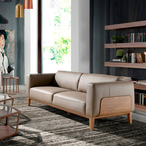 Sofá arena 6029 Angel Cerdá de cuero / de nogal / contract