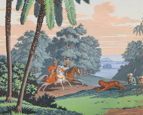 Papel pintado de estilo - La Grande Chasse au Tigre dans l'Inde - Papiers de Paris - panorámico / aspecto papel pintado / sin PVC