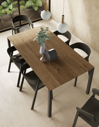Mesa de comedor contemporánea - TOP 007 - VIVE - MUEBLES VERGE S.L. - de roble / de chapa de madera / con base metálica