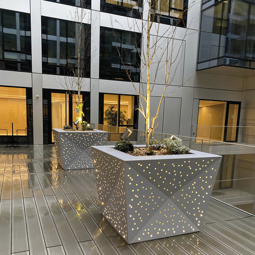 Jardinera de aluminio pintado - Mosaïque - ATECH - trapezoidal / con iluminación integrada / de diseño