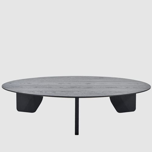 Mesa de centro contemporánea - CUT - more - de madera / con base de madera / redonda